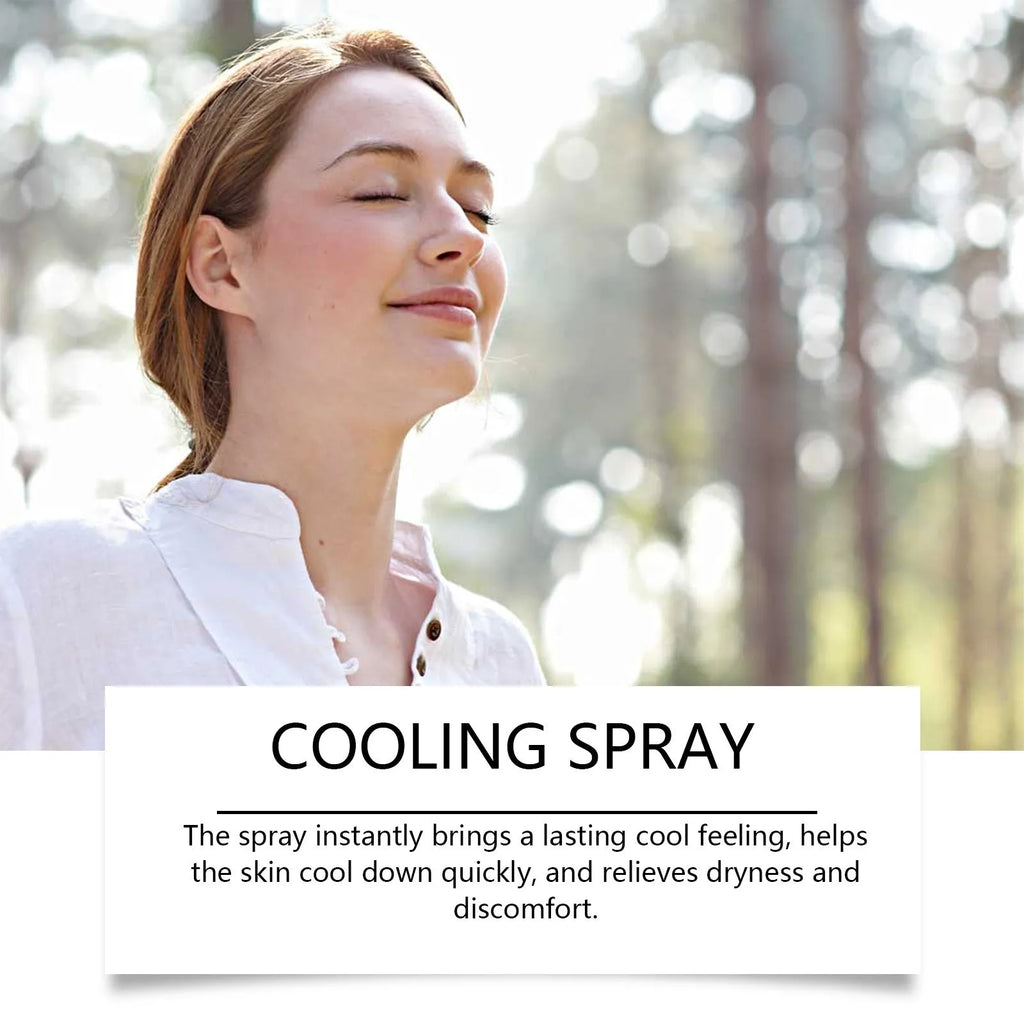 50ml portable cooling spray bottle for summer outdoor use with mint extract.