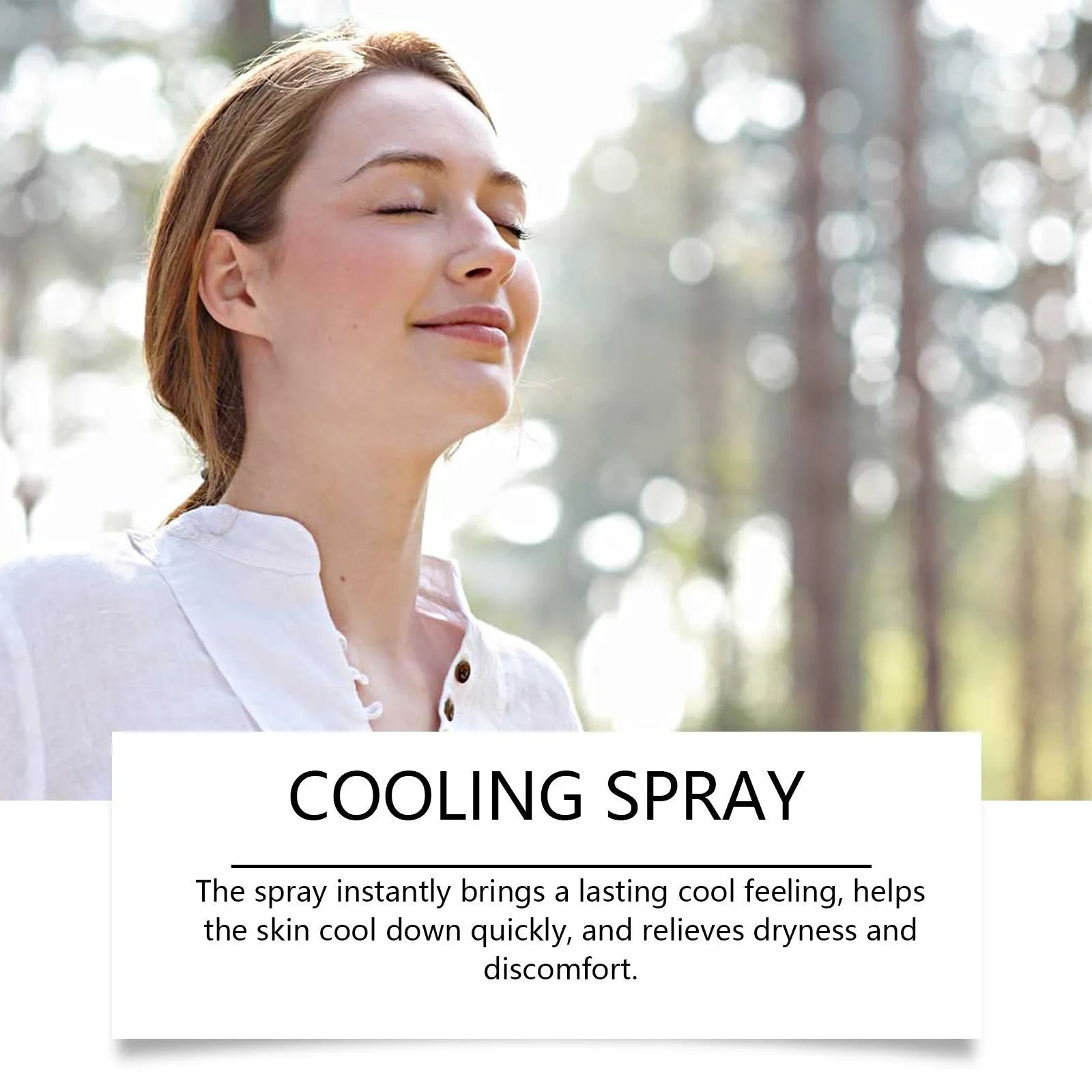 50ml portable cooling spray bottle for summer outdoor use with mint extract.