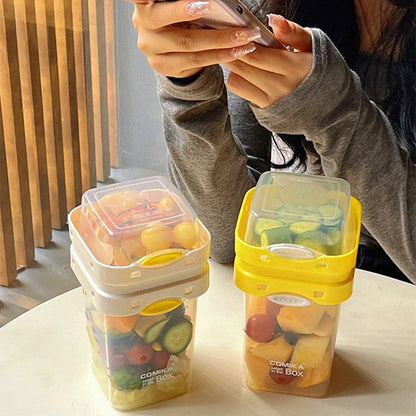 Salad Cup Portable Meal Carrier with Two-Tier Design for Layered Foods and Leak-Proof Lid