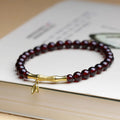 6mm garnet single ring bracelet with adjustable bamboo joint clasp in copper or silver finish