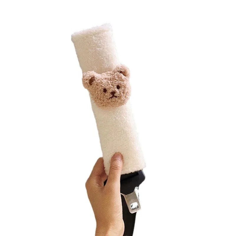 Cartoon bear shoulder sleeve protective cover for baby car seat in khaki or coffee colour