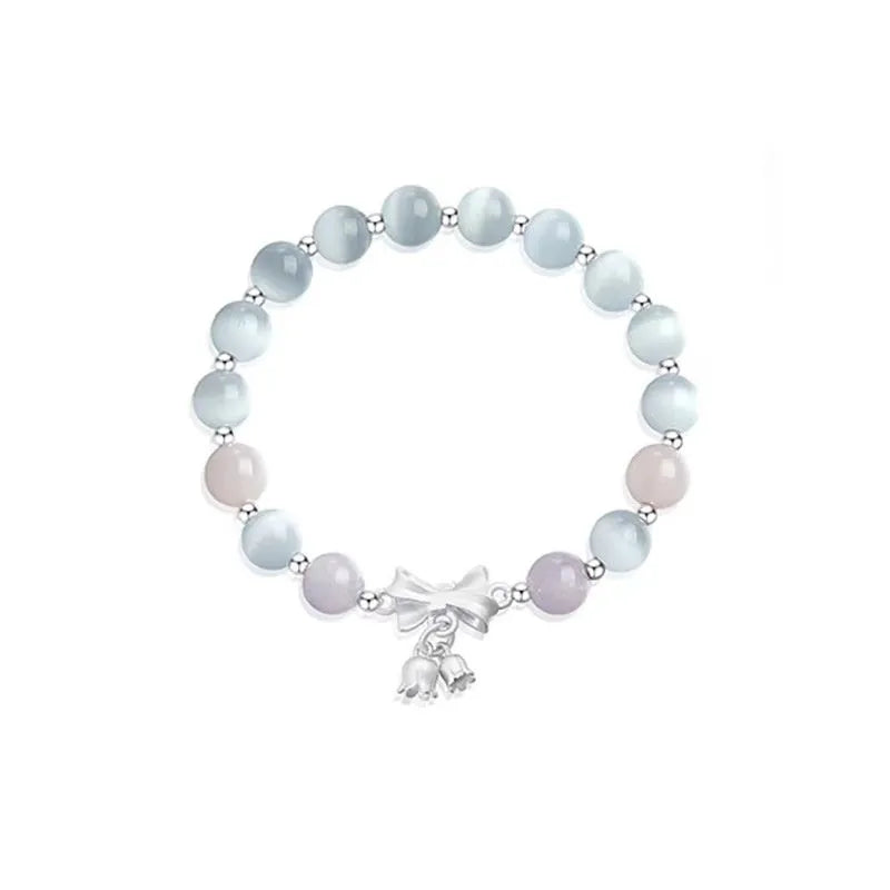 Lavender amethyst crystal bracelet with bow knot opal design for women