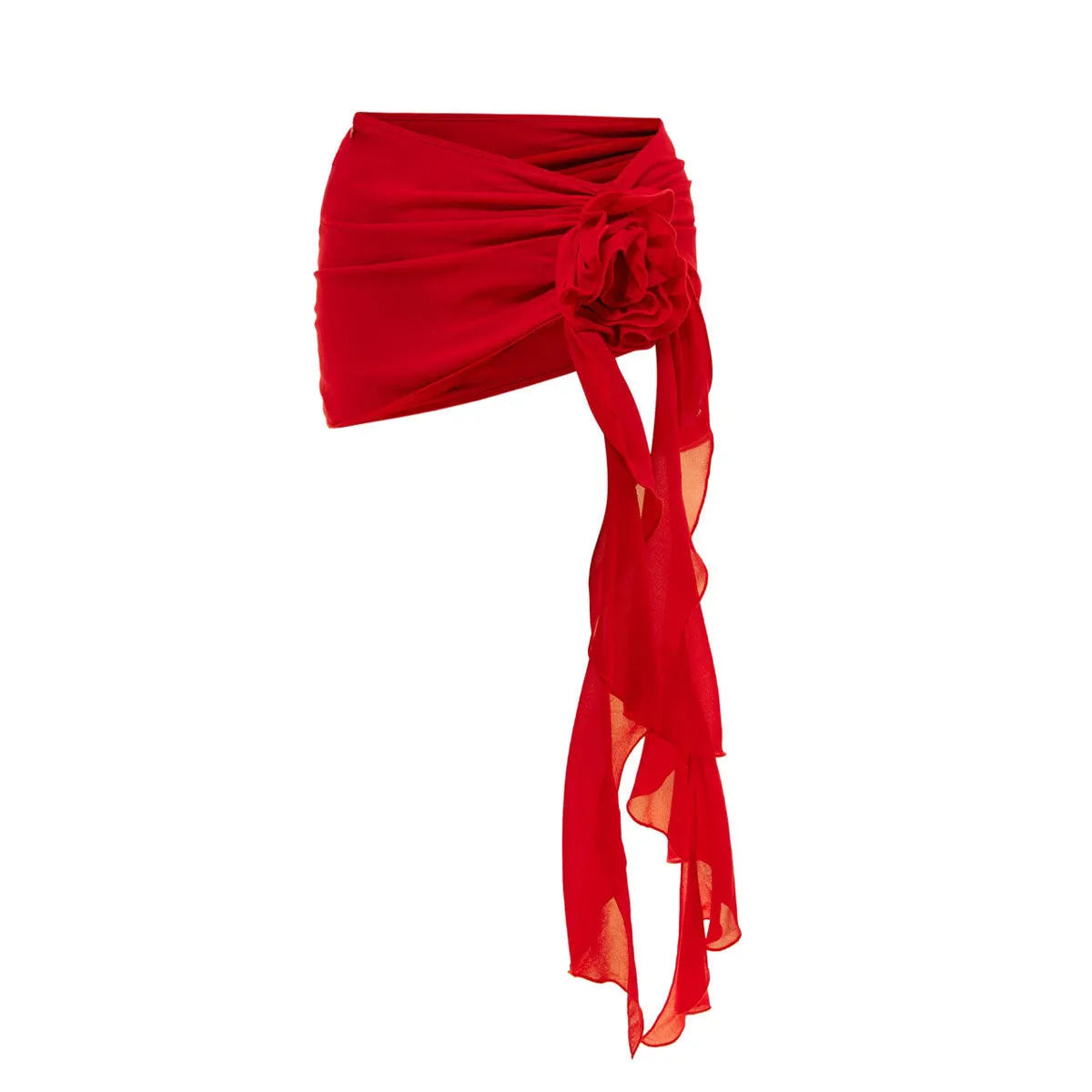 Women's hollow out one piece swimsuit short skirt set, solid colour, red swimsuit with red skirt