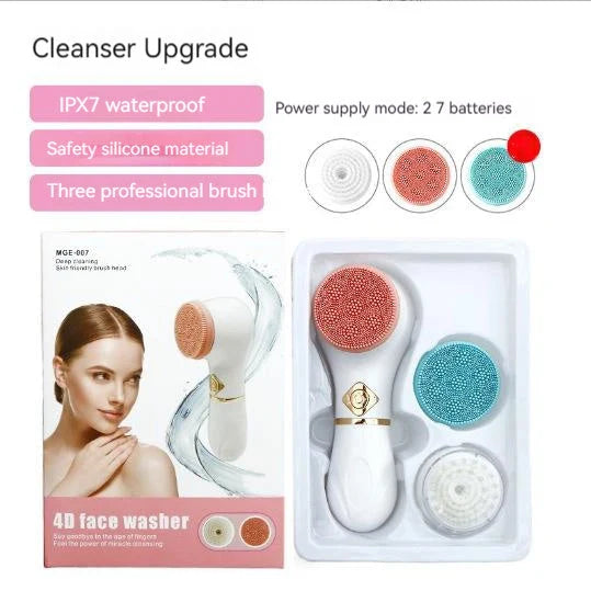 Rechargeable electric facial cleanser with vibration for deep pore cleansing