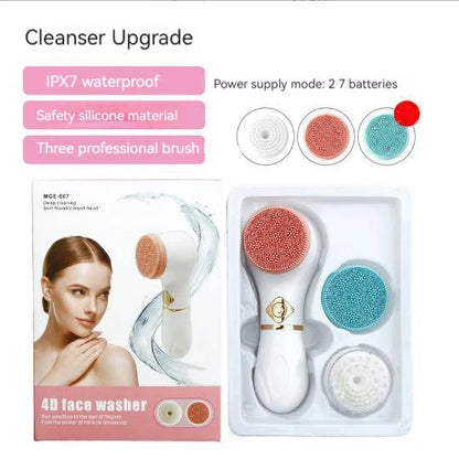 Rechargeable electric facial cleanser with vibration for deep pore cleansing