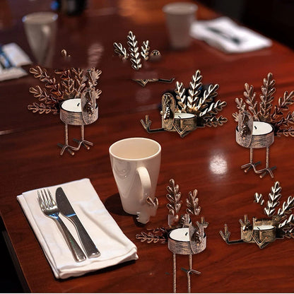 Retro iron turkey candlestick for festive decor with tea light holder