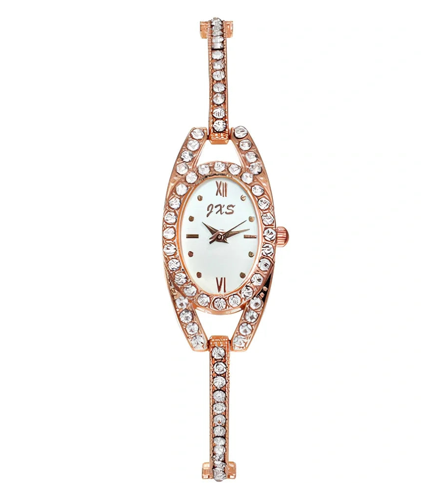 Silver-toned women's quartz bracelet watch with 25mm round dial, 185mm strap, and slim 7mm case for everyday wear