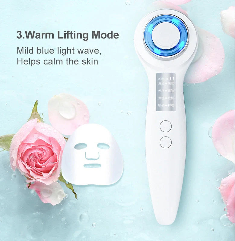 White household facial massage instrument measuring 160mm with USB charging port for induction therapy
