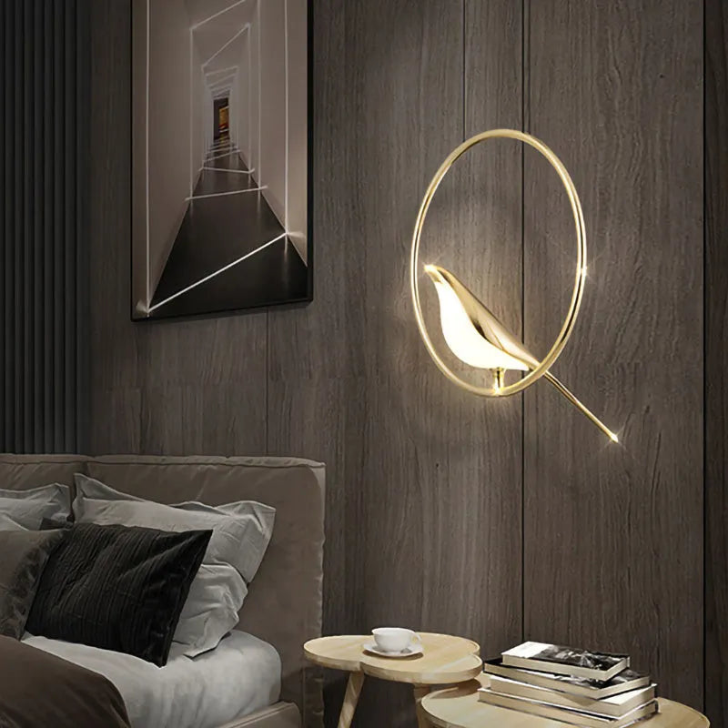 Modern minimalist magpie bird silhouette chandelier with zinc alloy and acrylic construction