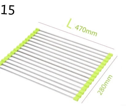 Stainless steel folding kitchen sink rack in various colours and sizes