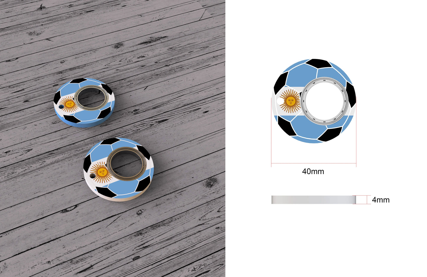 Football World Cup themed fidget spinner keychain with bottle opener for stress relief