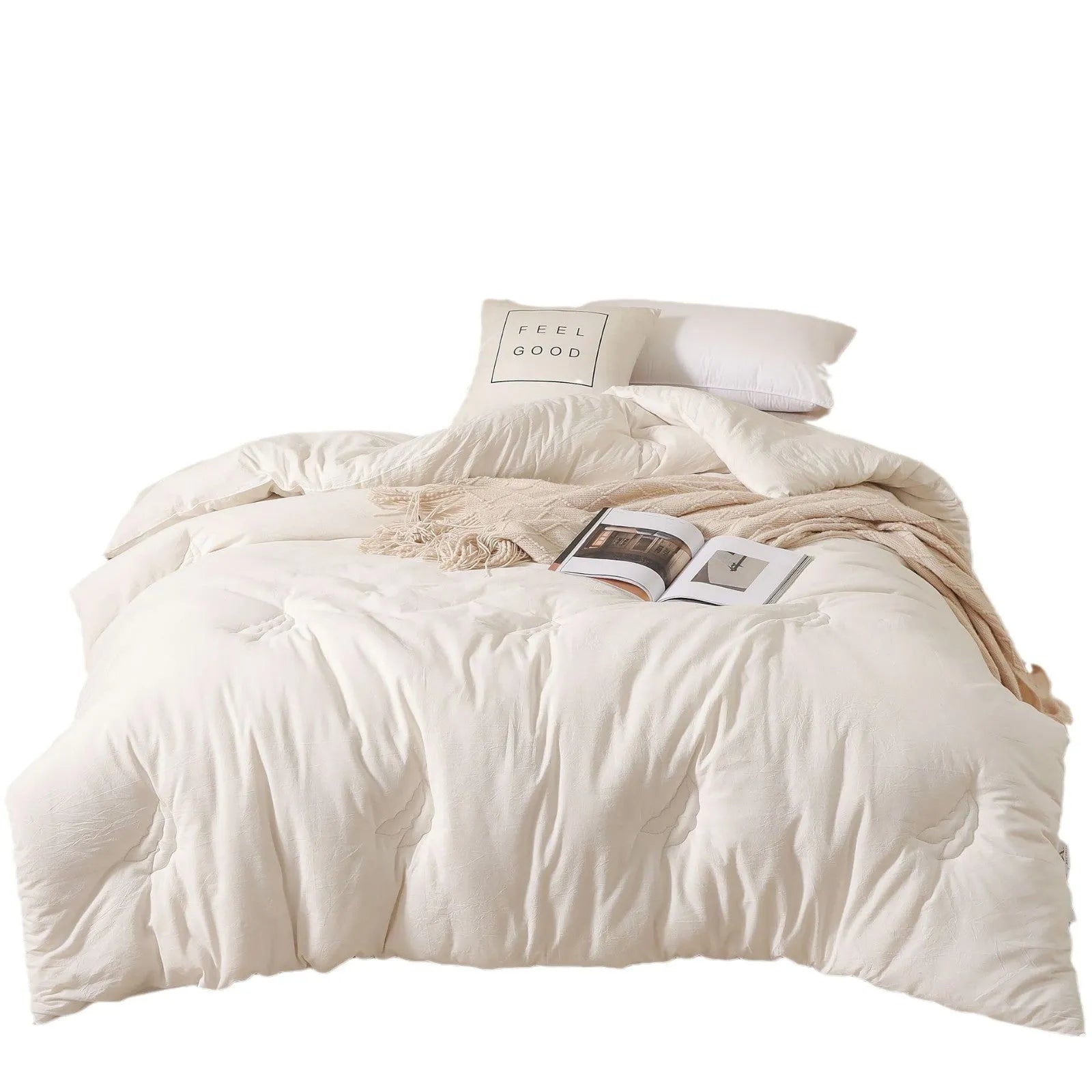 Soybean fibre pure cotton quilt in white, pink jade, or grey with twill sanded weave