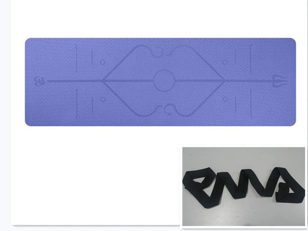 Non-slip TPE yoga mat with position lines for beginners, eco-friendly and durable