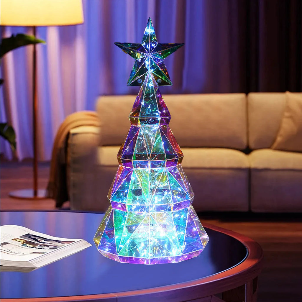 Colourful Christmas tree luminous toy decoration with cartoon style, 20cm tall
