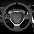 Black two-colour line leather steering wheel cover for Suzuki cars with 38cm diameter