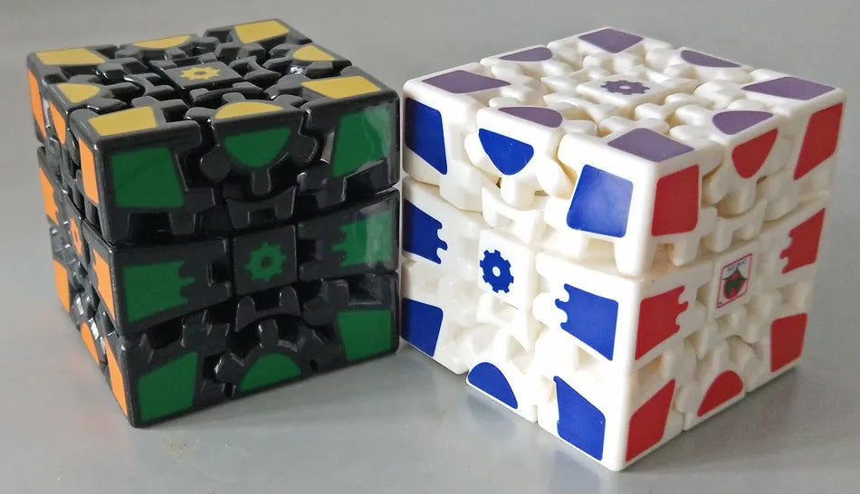 Gear Cube generation one third-order magic Rubik's cube plastic puzzle toy in black heat transfer printing