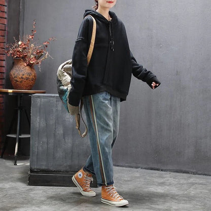 Artsy Side Striped Patchwork Jeans in blue with unique design details