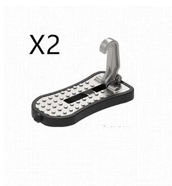 Universal car foot assist pedal in aluminium alloy, available in silver, black, red, and green.