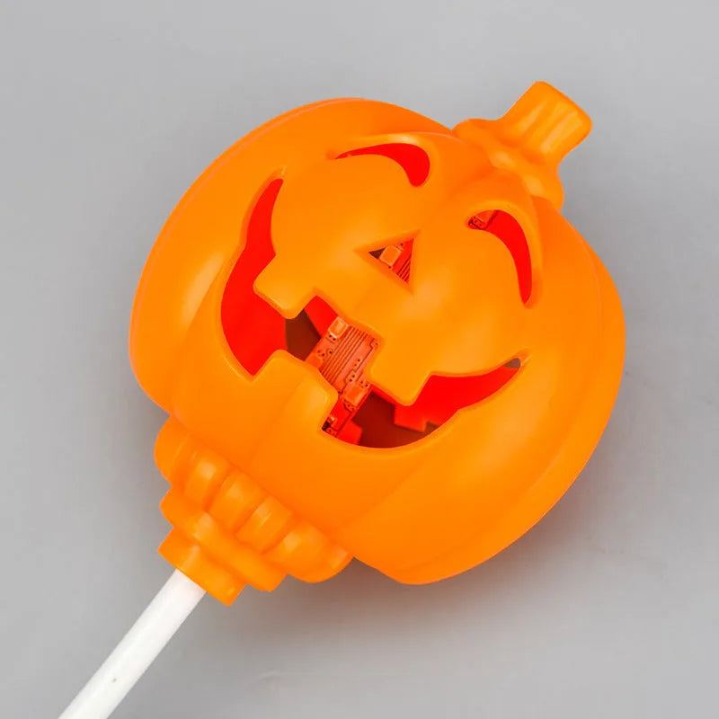 USB-powered pumpkin decorative lamp showing purple or yellow light options
