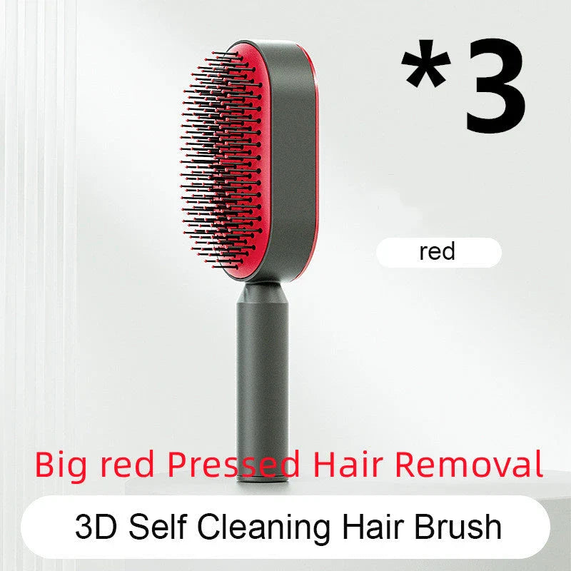 3D Air Cushion Hair Brush in elegant white, showcasing wide comb teeth and ergonomic handle