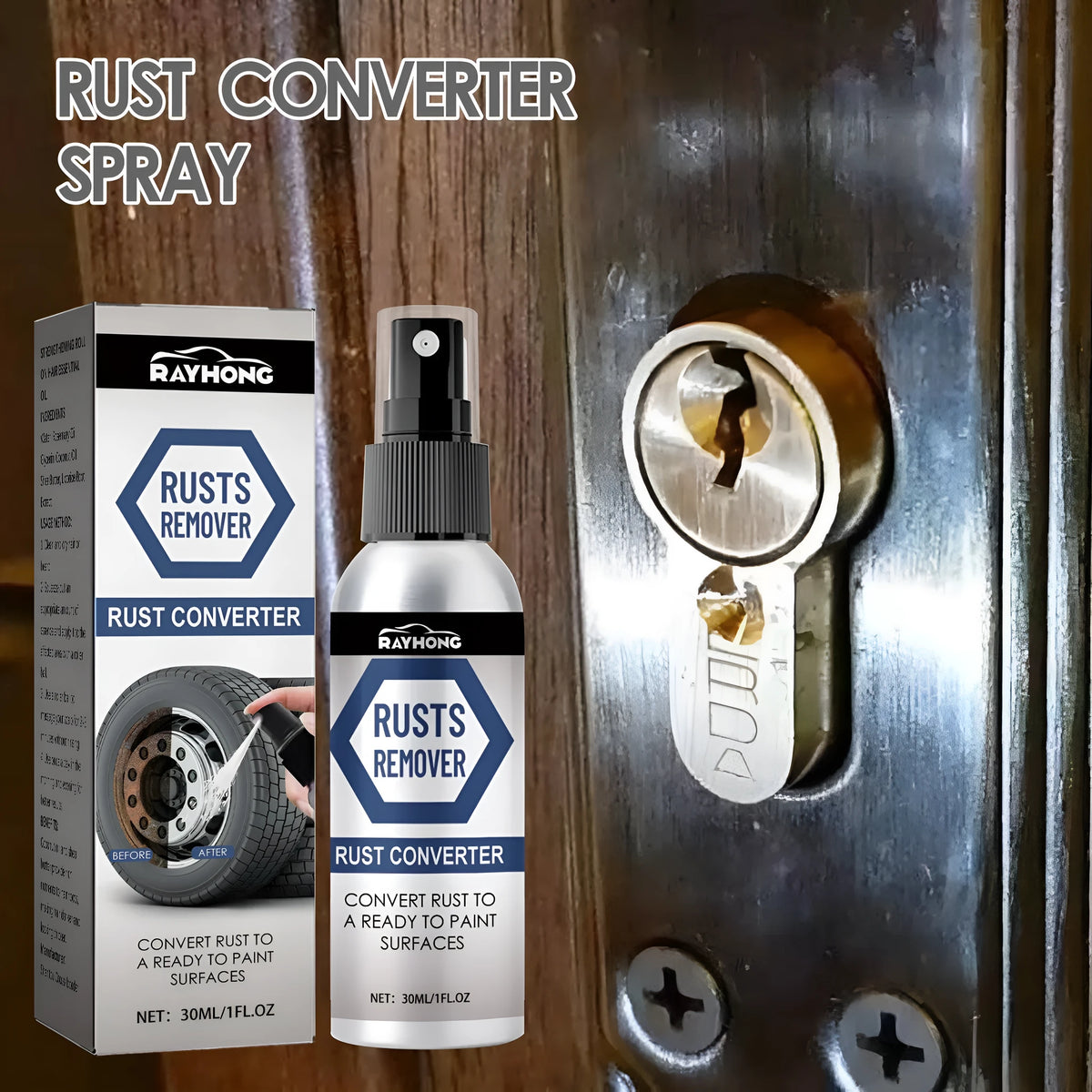 30ml anti rust conversion agent spray can for automobile hub treatment with corrosion inhibitor ingredients