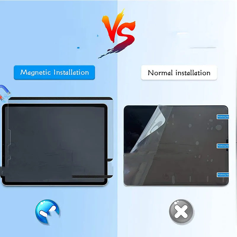 Flat frosted magnetic PET screen film for iPad with matte surface and magnetic attachment