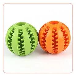 Food dispensing ball dog chew toy in dark blue, bite-resistant, 7cm size