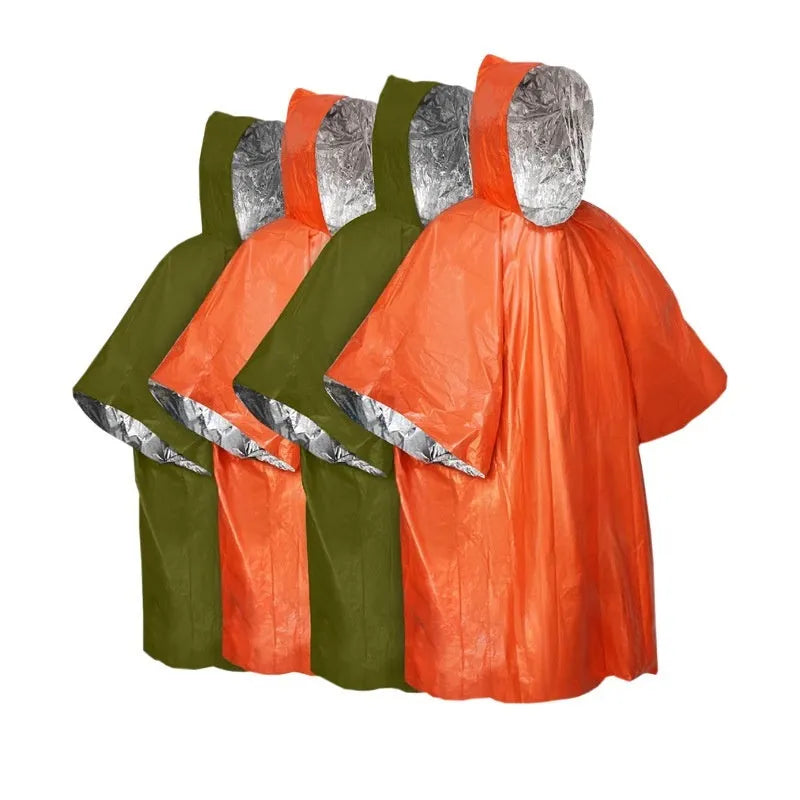 Orange and army green multifunctional raincoat for marathon and cross-country running.