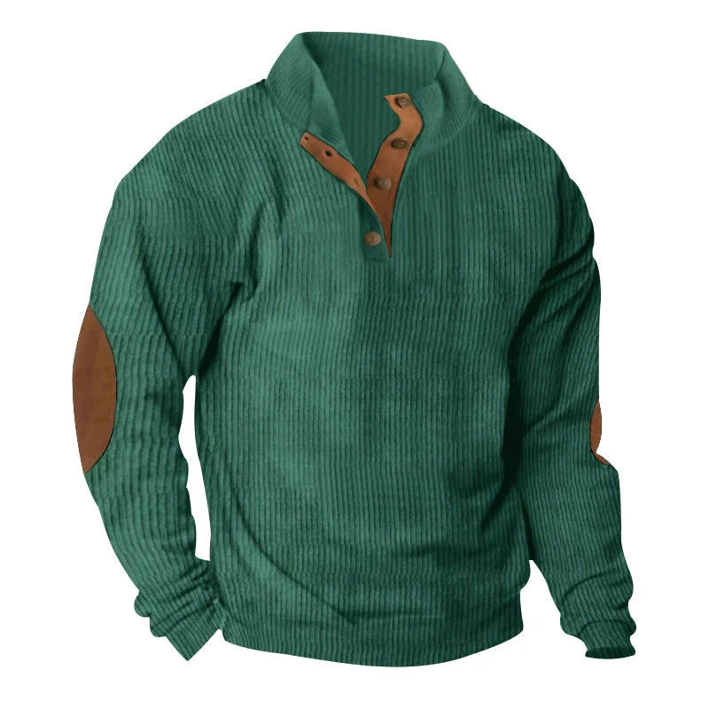Corduroy casual stand collar long-sleeved sweater in various colours