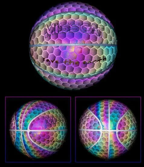 Glowing luminous fluorescent basketball with unique reflective effects for night games