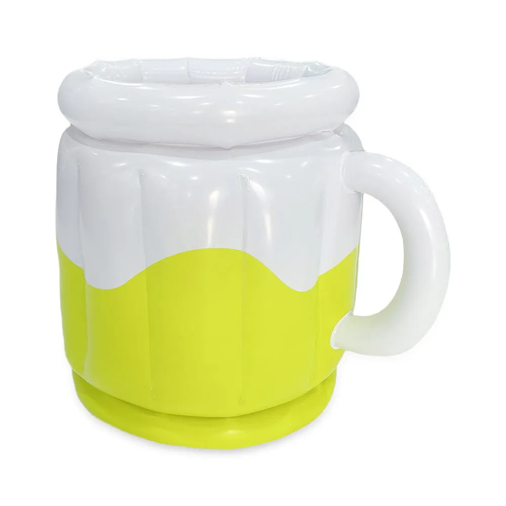 Yellow inflatable PVC ice bucket with beer steins design for parties and outdoor events