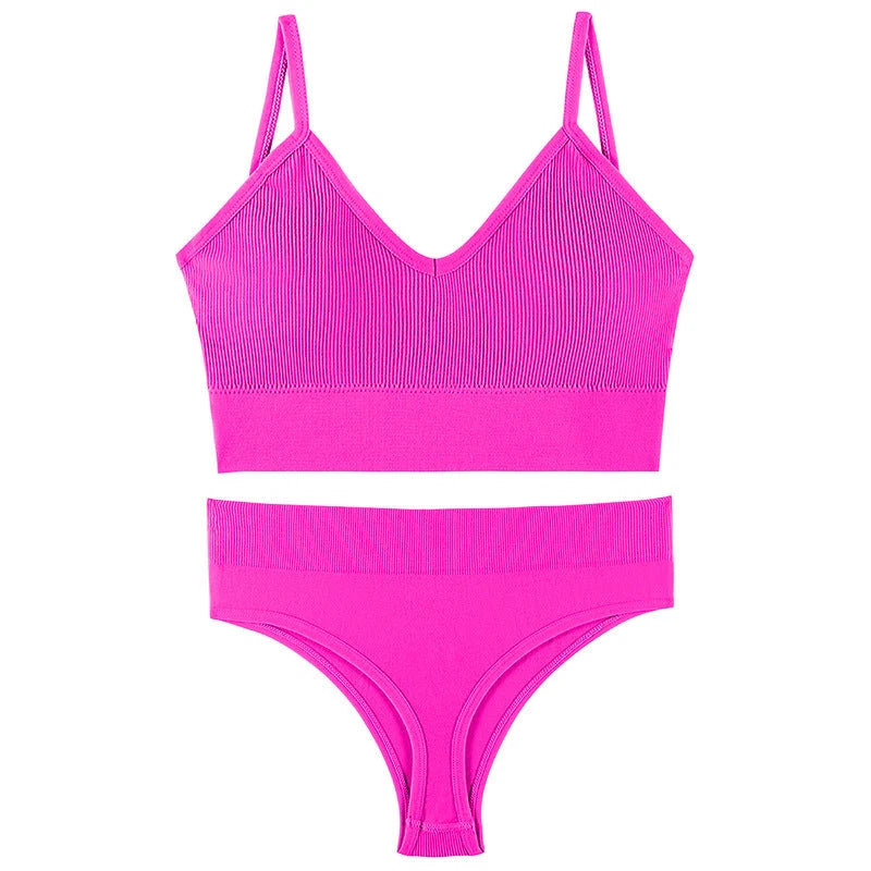 Women's Wireless Push-up Bra Set with French Triangle Cup in multiple colours