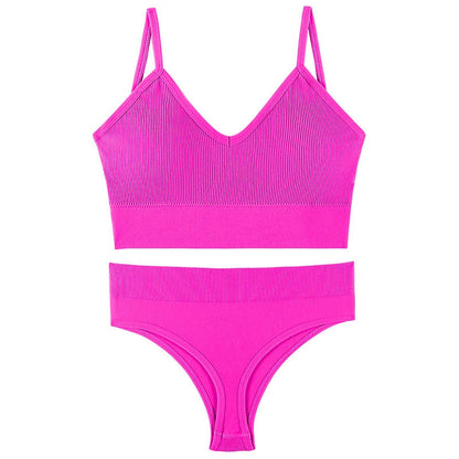 Women's Wireless Push-up Bra Set with French Triangle Cup in multiple colours