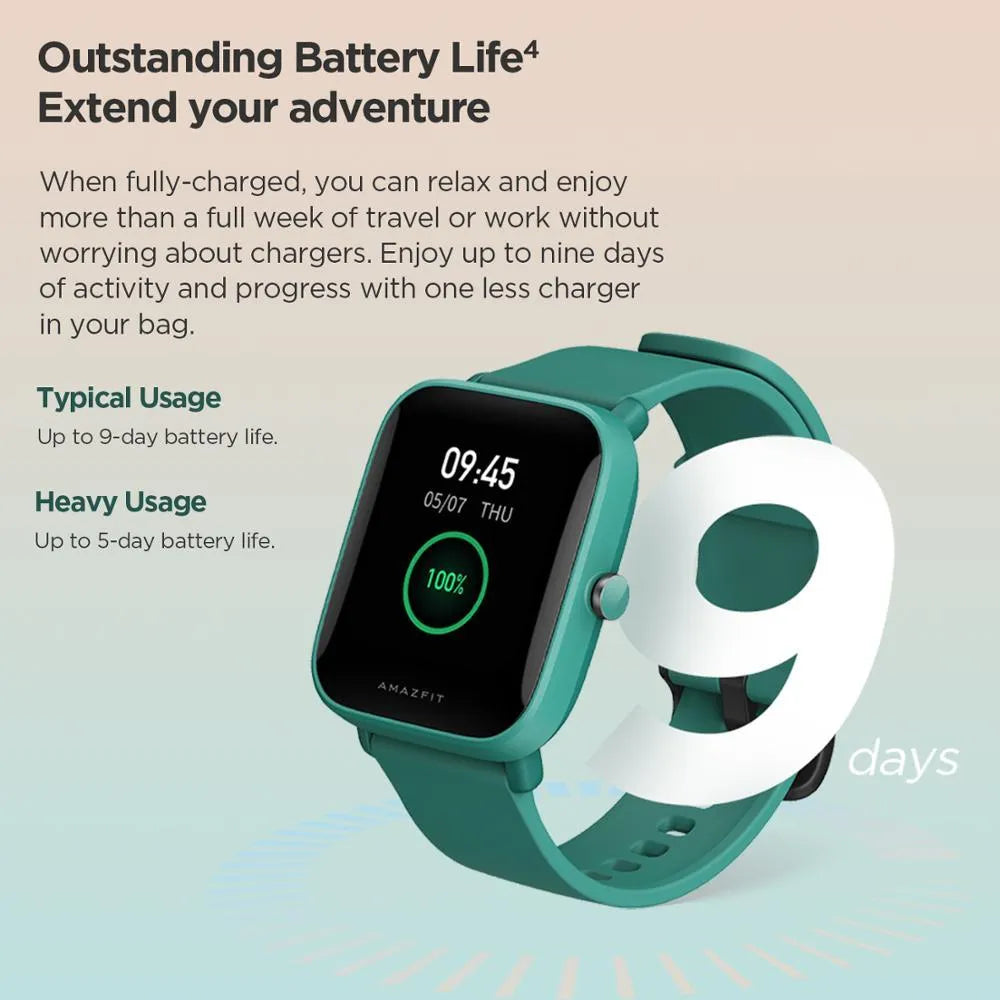 Pine green smartwatch with blood oxygen monitoring on silicone strap showing 1.43-inch colour screen display
