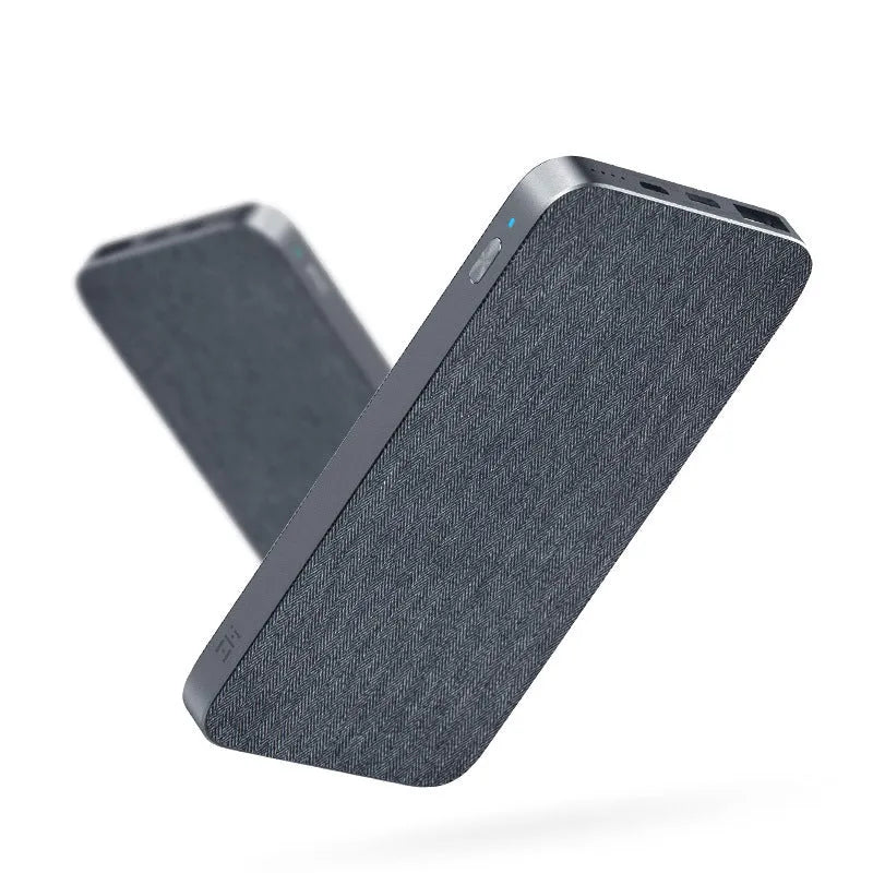 Grey fabric two-way fast charging power bank 10000mAh ultra-thin