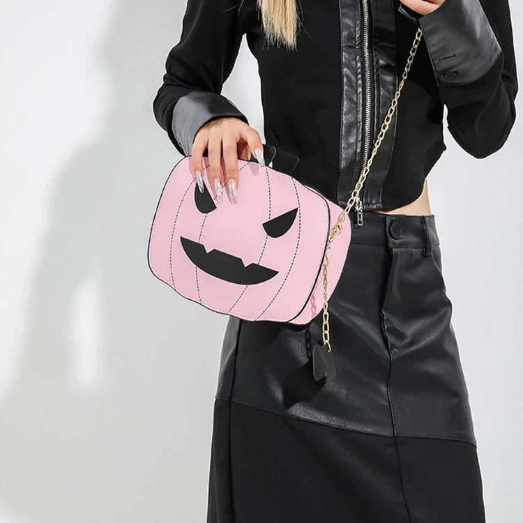 Halloween Cartoon Pumpkin Shoulder Bag in various colours with chain strap