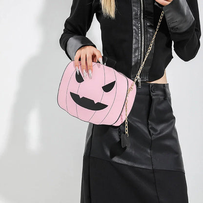 Halloween Cartoon Pumpkin Shoulder Bag in various colours with chain strap