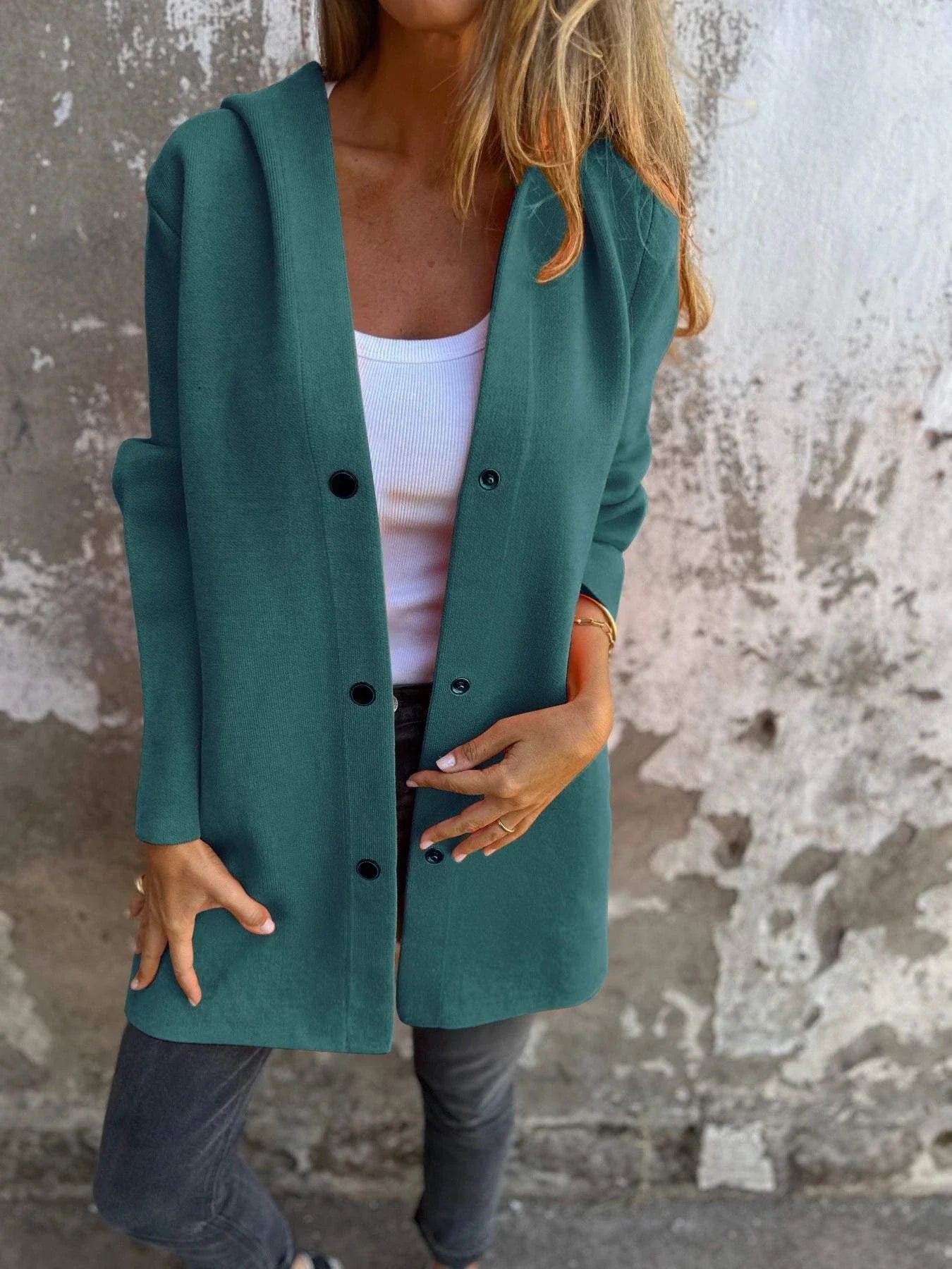 A cozy, hooded cardigan jacket in a variety of stylish colors and sizes