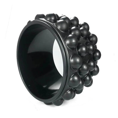 Purple and blue yoga wheel with 30cm diameter for backbend exercises