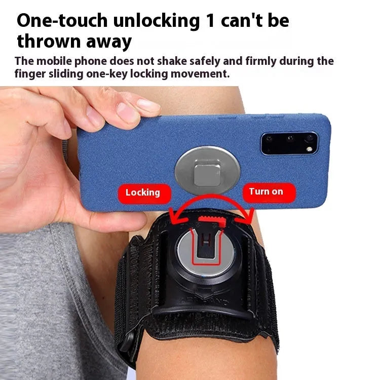 Black unisex mobile phone arm bag with adjustable strap for delivery driving and sports activities