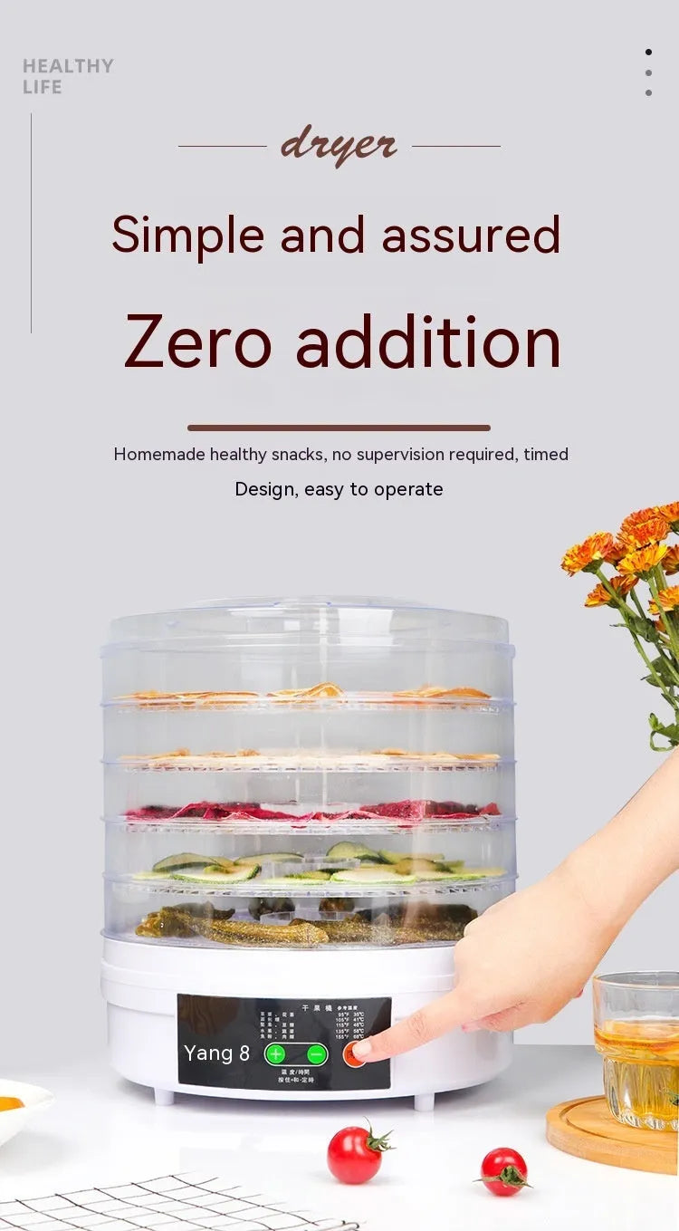 Five-layer stainless steel household food dehydrator with UK plug for kitchen food drying