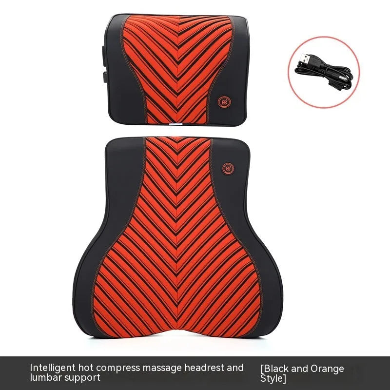 Car seat cushion with electric massage and heating functions for headrest or lumbar support