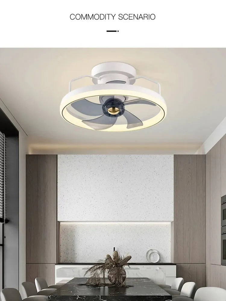 Modern simple style ceiling fan with integrated light in six colour options