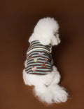 Striped embroidered sailor collar pet sweatshirt in coffee strip for small dogs