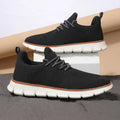 Men's grey and black mesh fabric casual sneakers with round toe and low heel