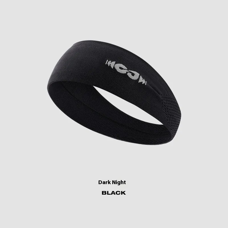 Seamless knitted exercise hair band for sports in Classic Black, Carbon Gray, and Purplish blue.