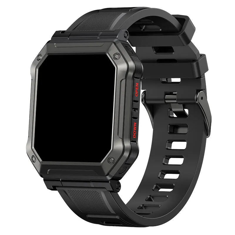 Smart bracelet with heart rate and blood pressure monitor on wrist, black colour, TFT screen