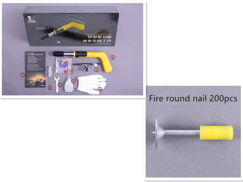 Manual steel nail gun with non-slip rubber grips for precise and quiet fastening