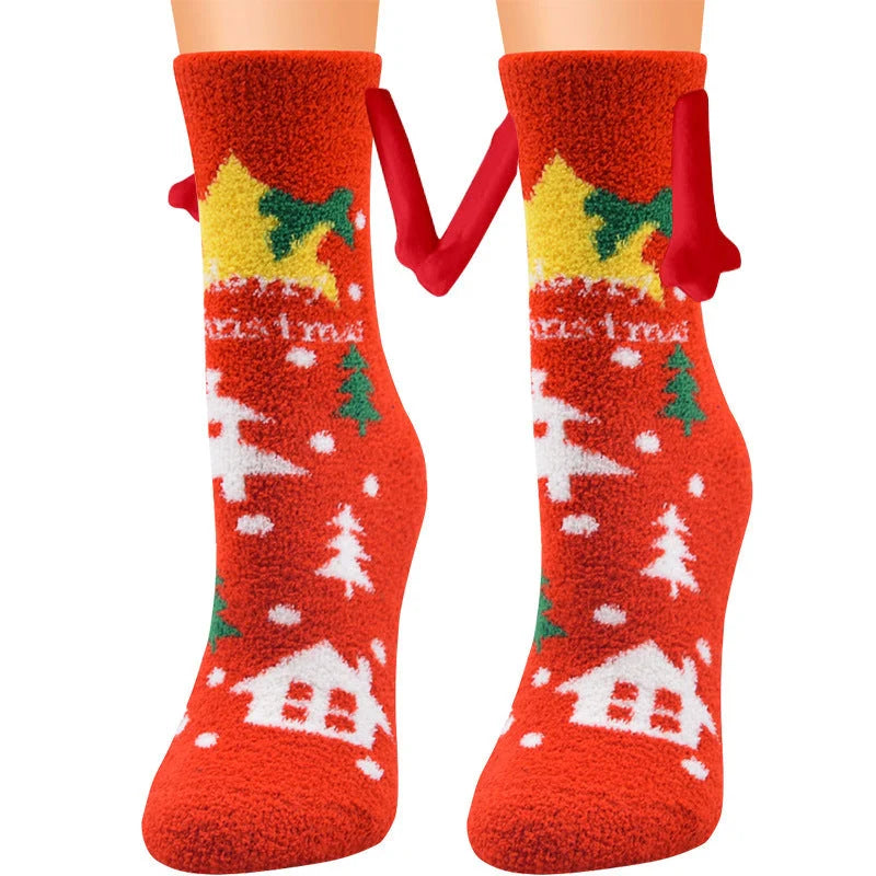 Christmas couple socks with magnetic suction feature in various animal patterns