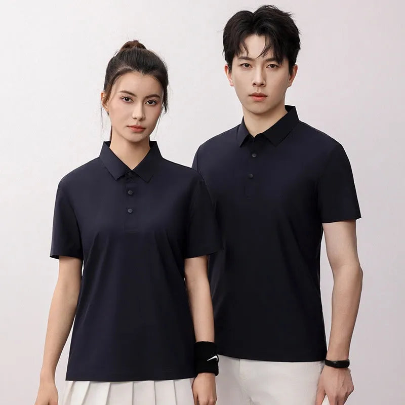 Seamless brocade polo shirt in apple green, shown on a hanger.